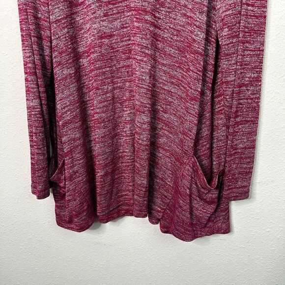 LOGO By Lori Goldstein Women’s Red Heathered V Neck Long Sleeve Top Size 1X - Picture 3 of 14